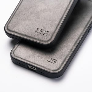 iPhone 15 leather phone case, iPhone 15 Pro case, iPhone 15 Pro Max case, 15 plus case, Personalised custom initials leather case image 8