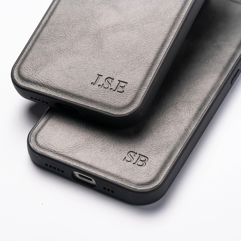 iPhone 15 leather phone case, iPhone 15 Pro case, iPhone 15 Pro Max case, 15 plus case, Personalised custom initials leather case image 8