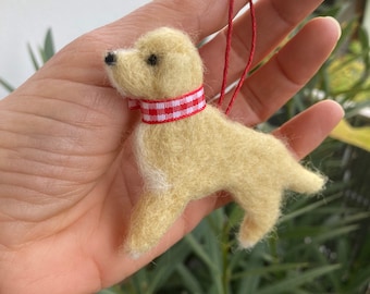 Handmade Needle Felted Golden Labrador Christmas Ornament