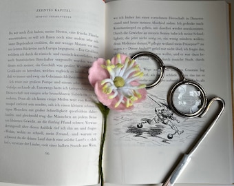 Handmade Bookmark Pink Anemone Flower Book Lovers Gift Idea Felted Flower Mother’s Day Gift Gift for Her Realistic Anemone stem