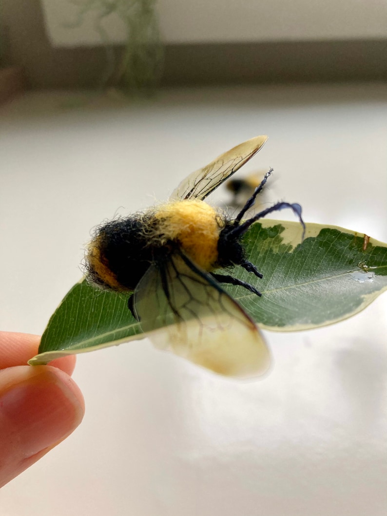 Felted Bumblebee Realistic Bee Spring Decoration Mothers Day Gift Felted Bee Gift for Her Felted Insect image 10