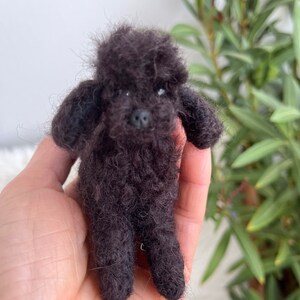 Needle Felted Poodle Dog, Toy Poodle, Wool Felt Toy Poodle, Felted Animal, Miniature Dog, Gift for Her, Poodle Miniature Black Poodle image 10