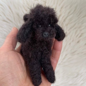 Needle Felted Poodle Dog, Toy Poodle, Wool Felt Toy Poodle, Felted Animal, Miniature Dog, Gift for Her, Poodle Miniature Black Poodle image 6