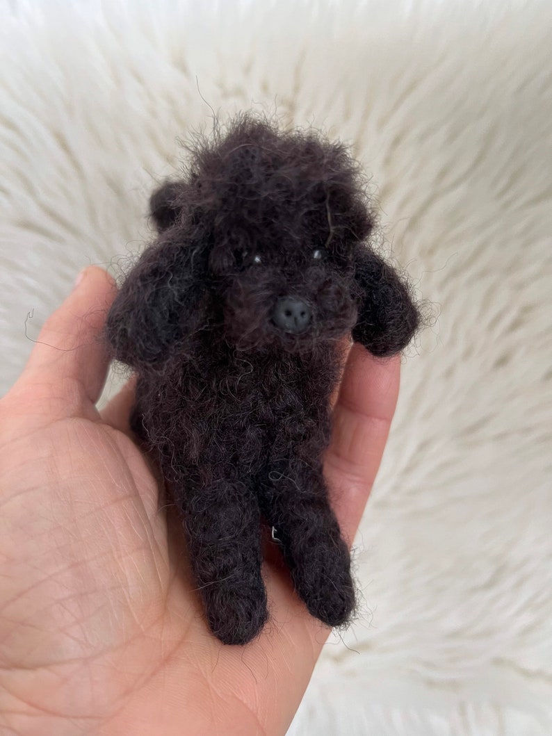 Needle Felted Poodle Dog, Toy Poodle, Wool Felt Toy Poodle, Felted Animal, Miniature Dog, Gift for Her, Poodle Miniature Black Poodle image 6