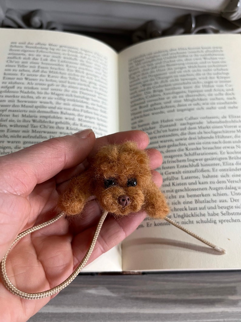 Needle felted Poodle dog Bookmark Felted dog realistic Poodle sculpture Gift Idea image 7