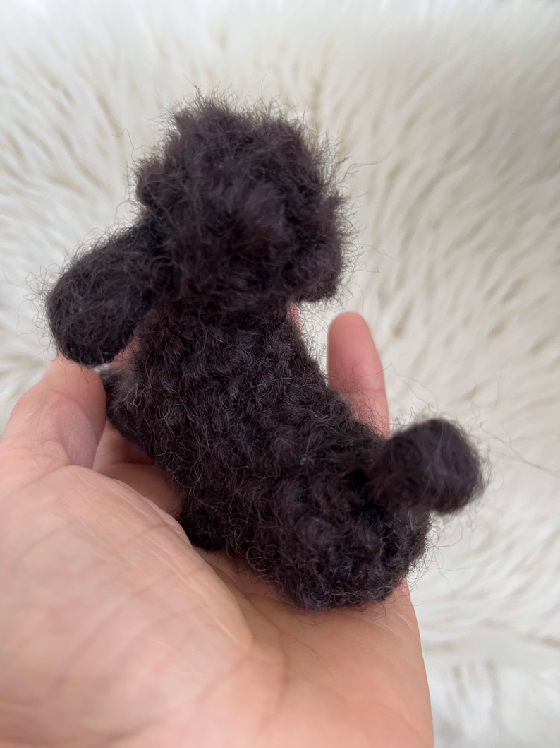 Needle Felted Poodle Dog, Toy Poodle, Wool Felt Toy Poodle, Felted Animal, Miniature Dog, Gift for Her, Poodle Miniature Black Poodle image 5