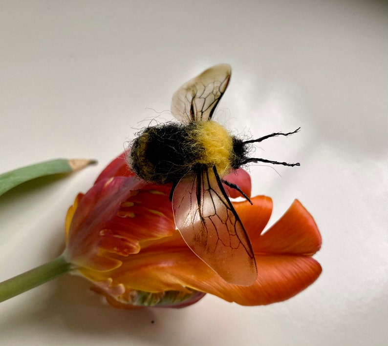 Felted Bumblebee Realistic Bee Spring Decoration Mothers Day Gift Felted Bee Gift for Her Felted Insect image 4