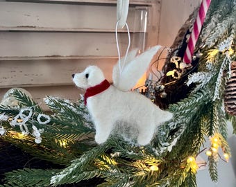 Handgemachte Nadel Gefilzte Golden Retriever Engel Weihnachtsschmuck Hundegrave