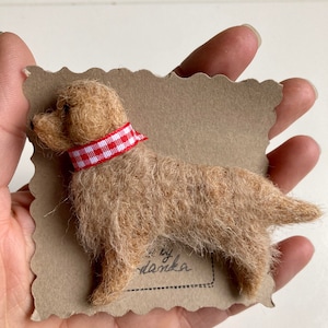 Handmade Needle Felted Golden Retriever Brooch Woollen Jewellery Miniature Retriever Realistic Animal Custom Felted Dog Portrait