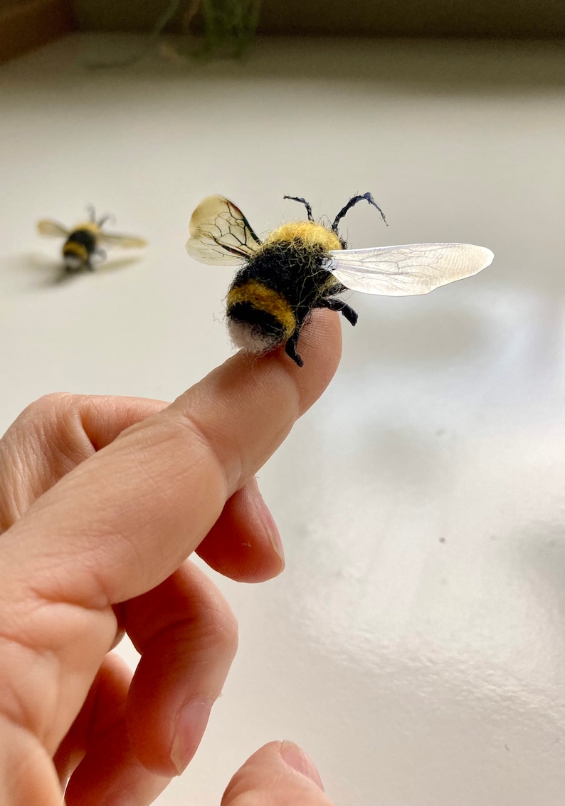 Felted Bumblebee Realistic Bee Spring Decoration Mothers Day Gift Felted Bee Gift for Her Felted Insect image 5