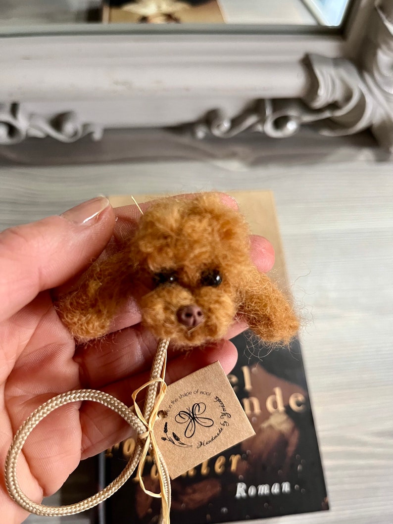 Needle felted Poodle dog Bookmark Felted dog realistic Poodle sculpture Gift Idea image 5