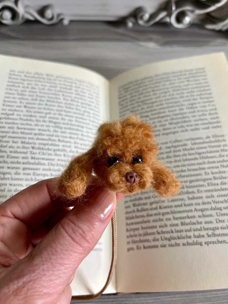 Needle felted Poodle dog Bookmark Felted dog realistic Poodle sculpture Gift Idea image 6