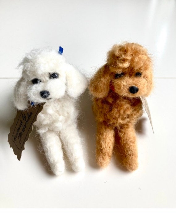 Needle Felted Poodle Dog Toy Poodle Wool Felt Toy Poodle Felted Animal Miniature Dog Gift for Her Poodle Miniature White Poodle
