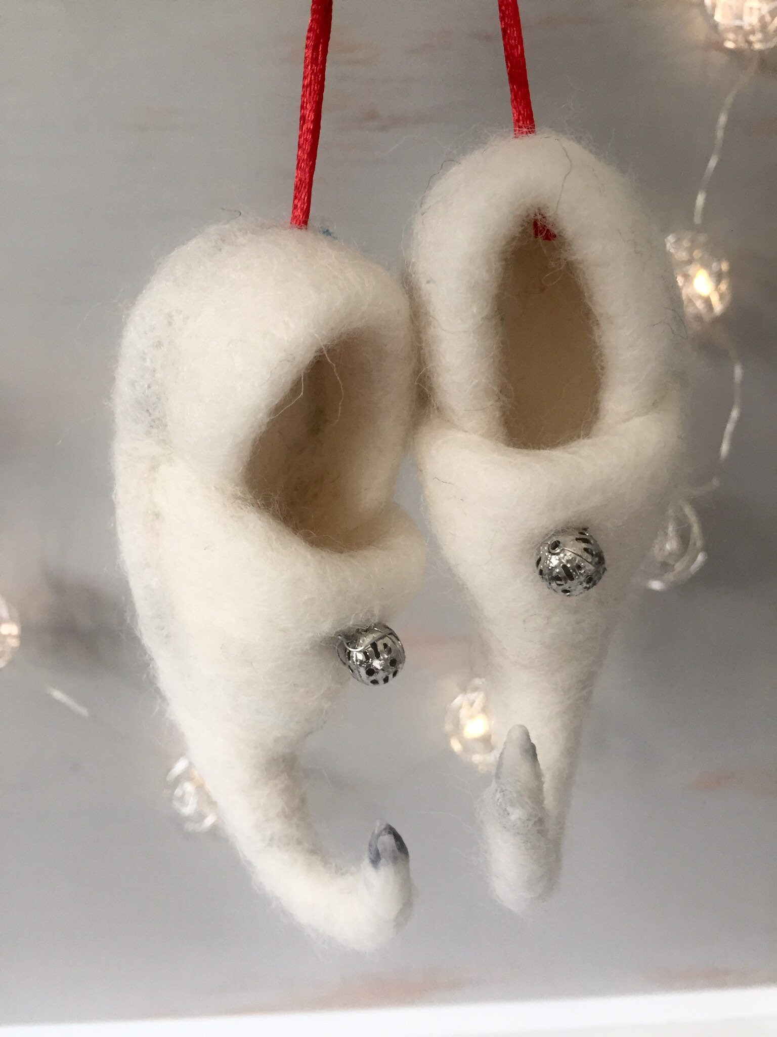 Zapatos de elfo blanco ornamento de Navidad fieltro de aguja Etsy