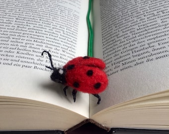 Needle Felted Ladybug Bookmark Ladybird Bookmark Realistic Ladybug Felted Insect Mother’s Day Gift Gift Idea Gift for Her Book accessories