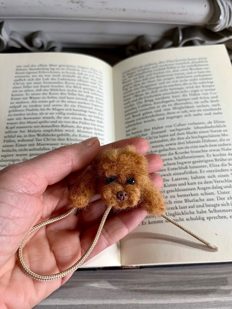 Needle felted Poodle dog Bookmark Felted dog realistic Poodle sculpture Gift Idea image 3