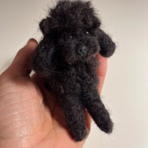 Needle Felted Poodle Dog, Toy Poodle, Wool Felt Toy Poodle, Felted Animal, Miniature Dog, Gift for Her, Poodle Miniature Black Poodle image 4