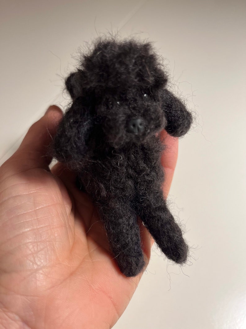 Needle Felted Poodle Dog, Toy Poodle, Wool Felt Toy Poodle, Felted Animal, Miniature Dog, Gift for Her, Poodle Miniature Black Poodle image 4