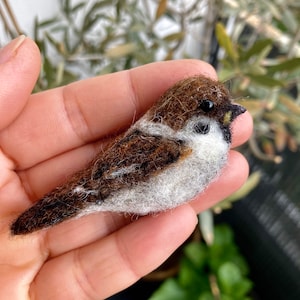 Needle Felted Sparrow Bird Brooch Bird Pin Mother’s Day Gift Gift for Her Gift Idea Bird  Ornament Sparrow Ornament scarf pin