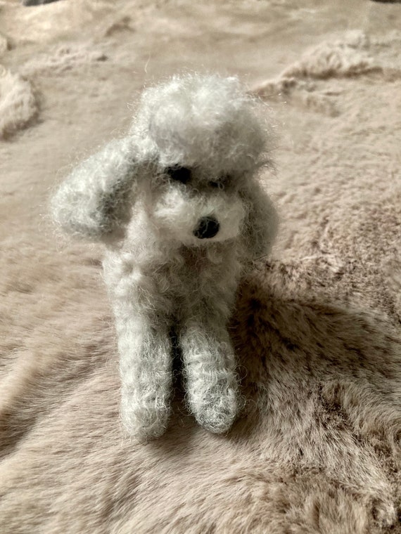 Needle Felted Miniature Gray Poodle, Wool Toy - Etsy