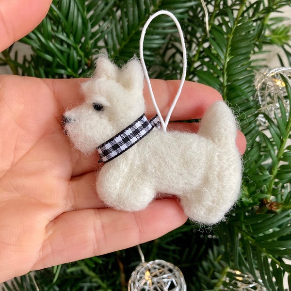 Miniature West Highland White Terrier Dod Christmas Ornament Realistic Animal Westie Ornament Christmas Tree Decoration Gift for Her