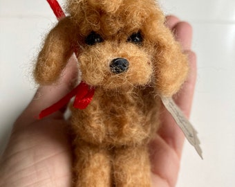 Needle Felted Poodle Miniature, Handmade Wool Toy