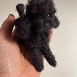 Needle Felted Poodle Dog, Toy Poodle, Wool Felt Toy Poodle, Felted Animal, Miniature Dog, Gift for Her, Poodle Miniature Black Poodle image 2
