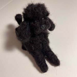 Needle Felted Poodle Dog, Toy Poodle, Wool Felt Toy Poodle, Felted Animal, Miniature Dog, Gift for Her, Poodle Miniature Black Poodle image 7