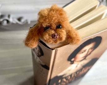 Needle felted Poodle dog Bookmark Felted dog realistic Poodle sculpture Gift Idea