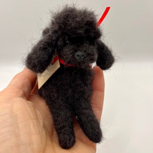 Needle Felted Poodle Dog, Toy Poodle, Wool Felt Toy Poodle, Felted Animal, Miniature Dog, Gift for Her, Poodle Miniature Black Poodle image 1