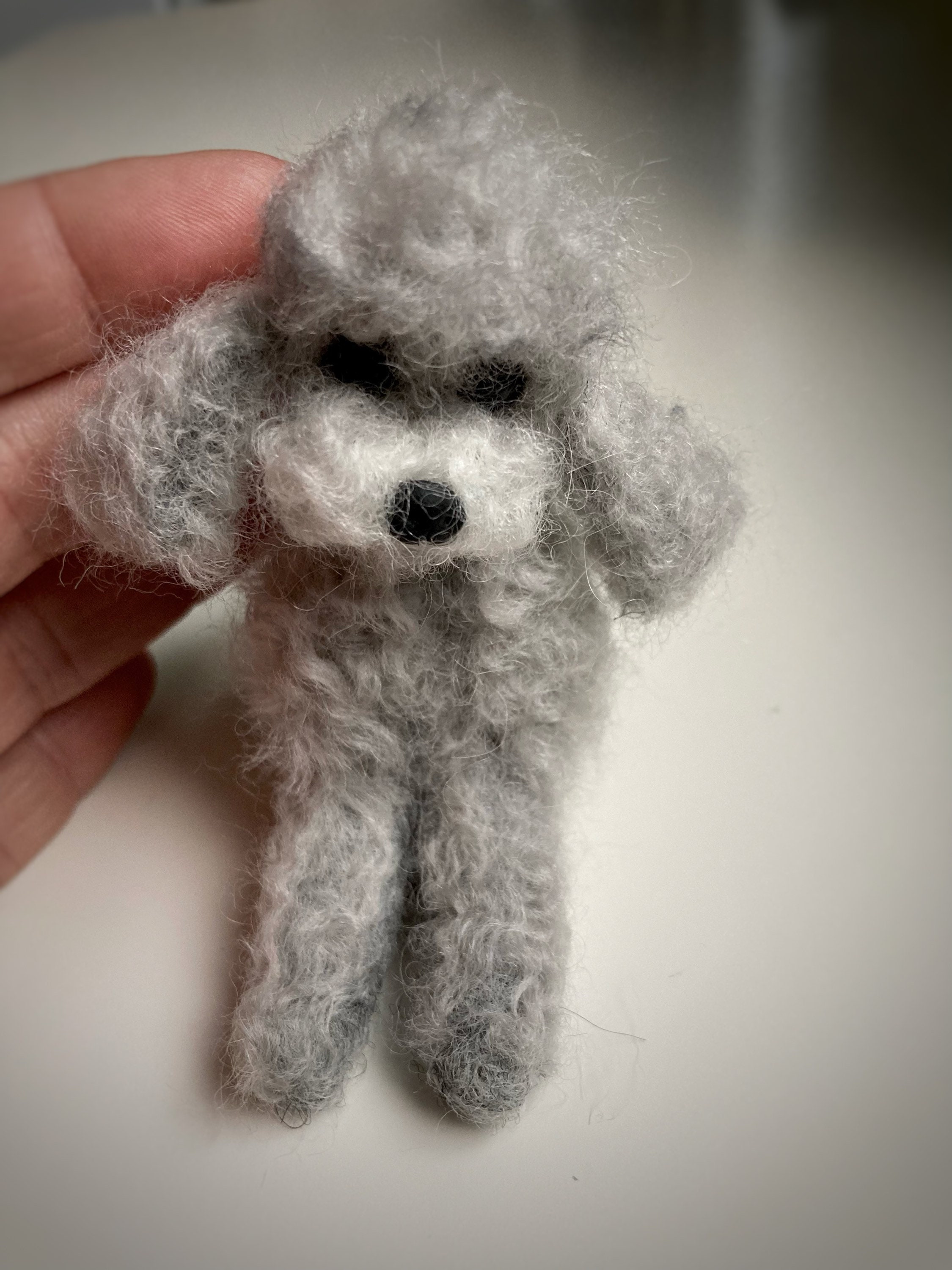 Needle Felted Miniature Gray Poodle, Wool Toy - Etsy