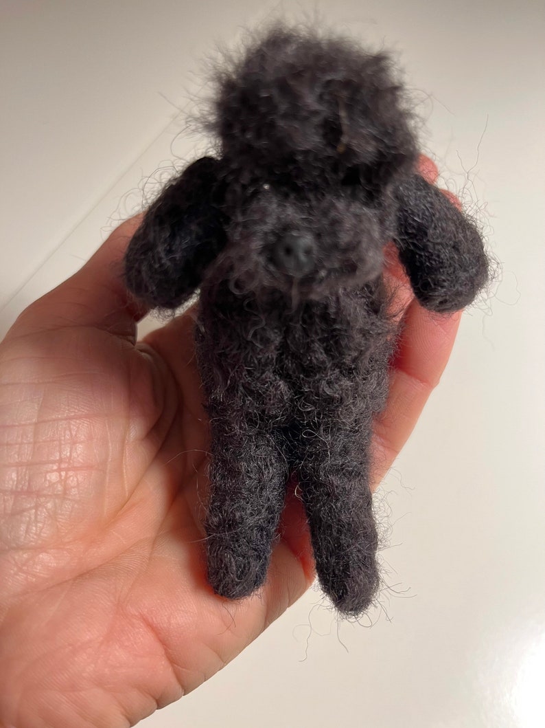 Needle Felted Poodle Dog, Toy Poodle, Wool Felt Toy Poodle, Felted Animal, Miniature Dog, Gift for Her, Poodle Miniature Black Poodle image 9