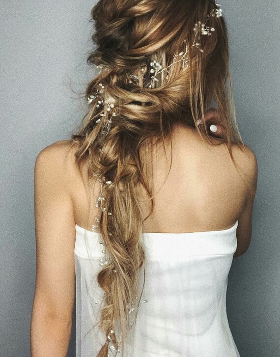 Extra Long Hair Vine Bridal Hair Vine Pearl Hair Vine Pearl Etsy