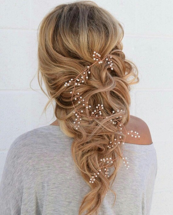 Extra Long Hair Vine Bridal Hair Vine Pearl Hair Vine Long Etsy