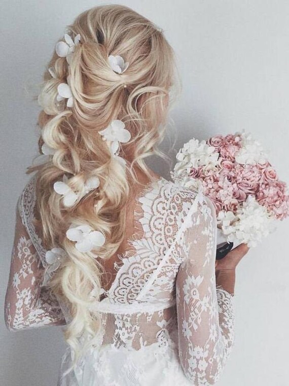 long flower hair piece