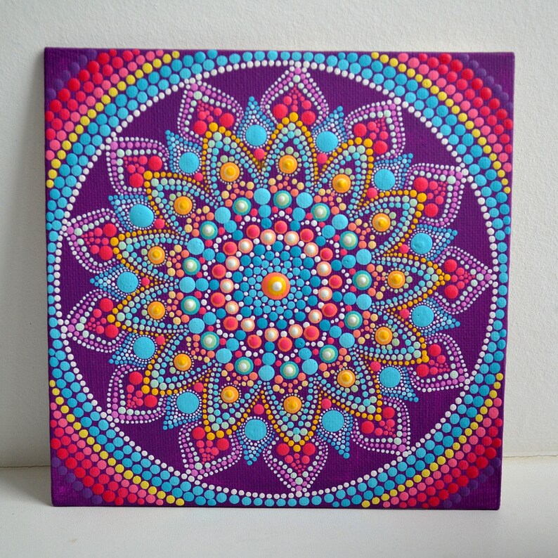Mandala on Canvas Energy Mandala Red Mandala Dots Painting Etsy