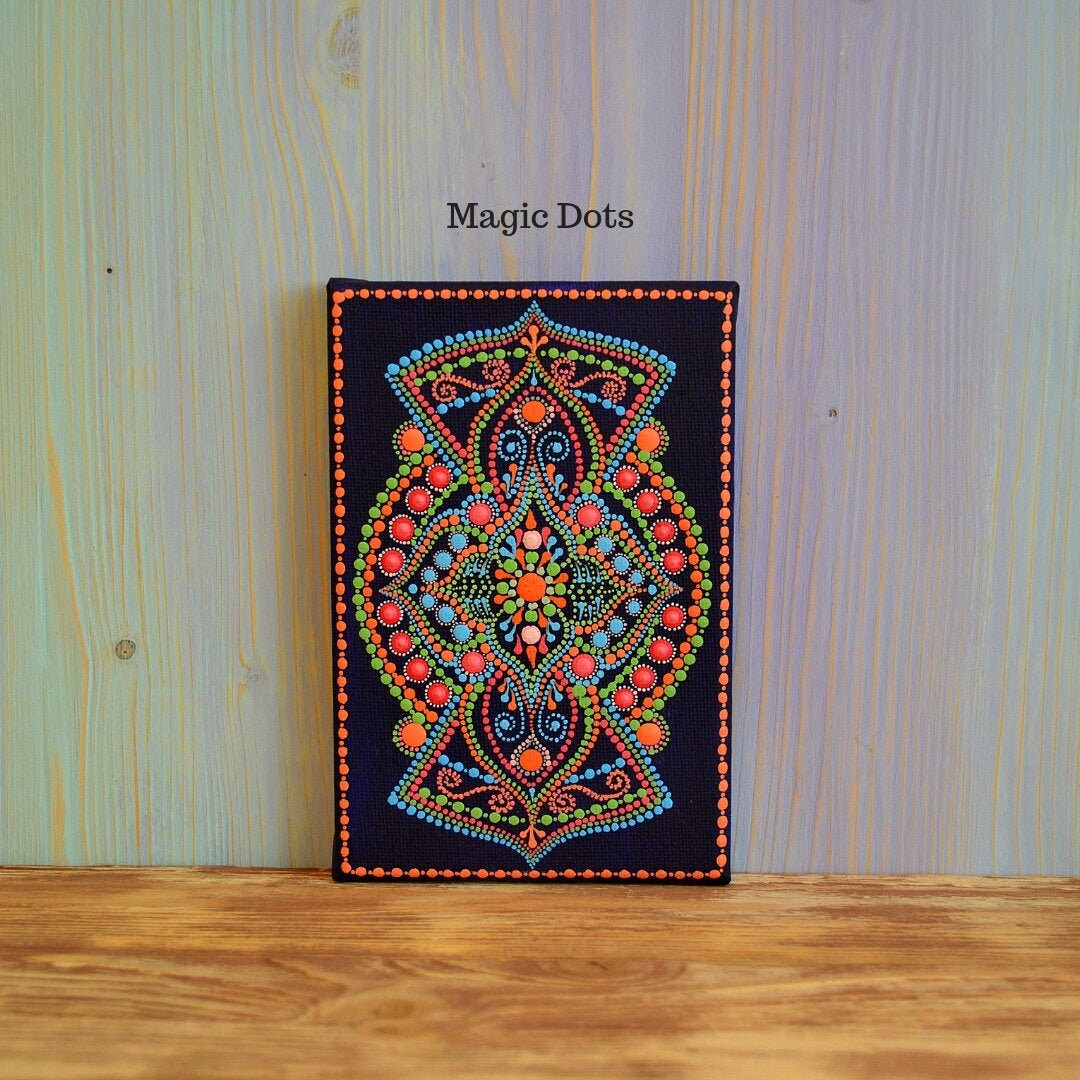 Mandala on Canvas Medallion Good Luck Energy Mandala Original Etsy