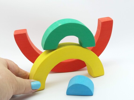 wooden rainbow stacking toy
