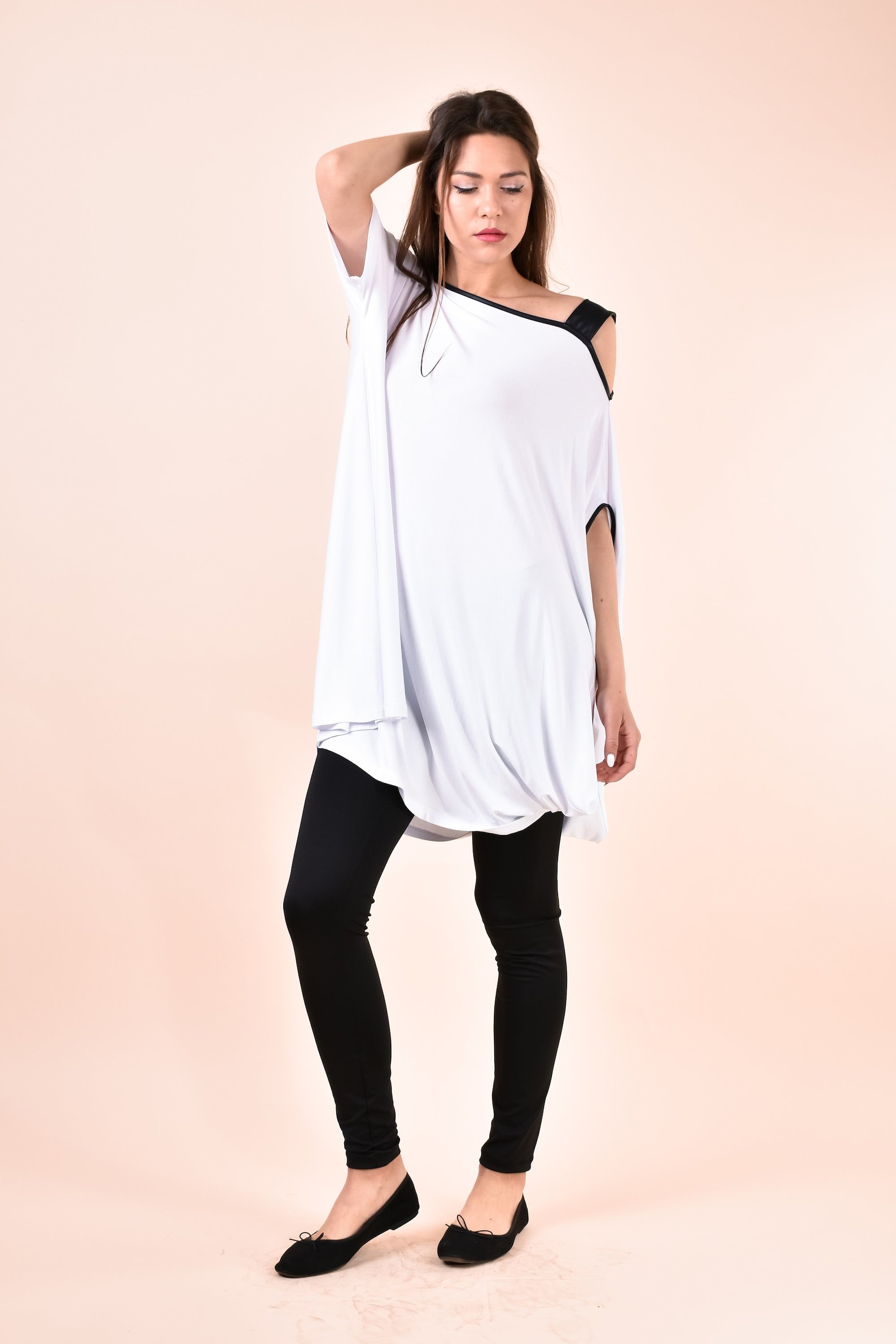 Tunic Women White Tunic Plus Size Clothing One Shoulder Etsy