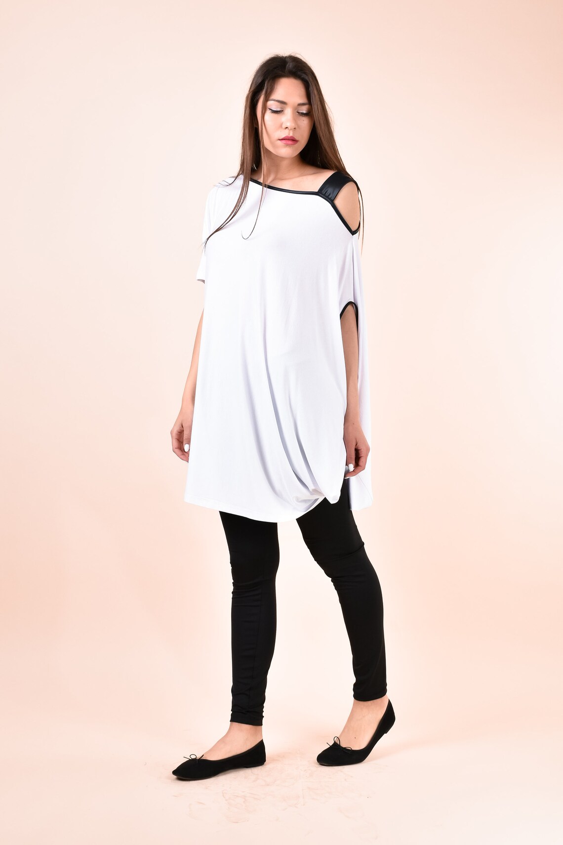 Tunic Women White Tunic Plus Size Clothing One Shoulder Etsy