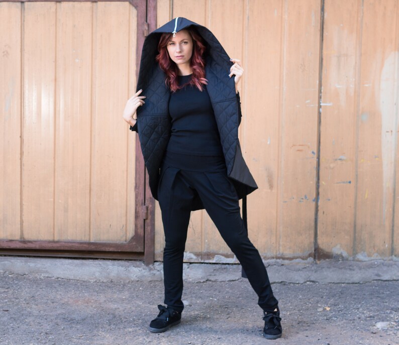 Hoodie Vest Women Hooded Jacket Elegant Vest Winter Vest Black Jacket Vest Plus Size Clothing Minimalist Clothing Hooded Vest