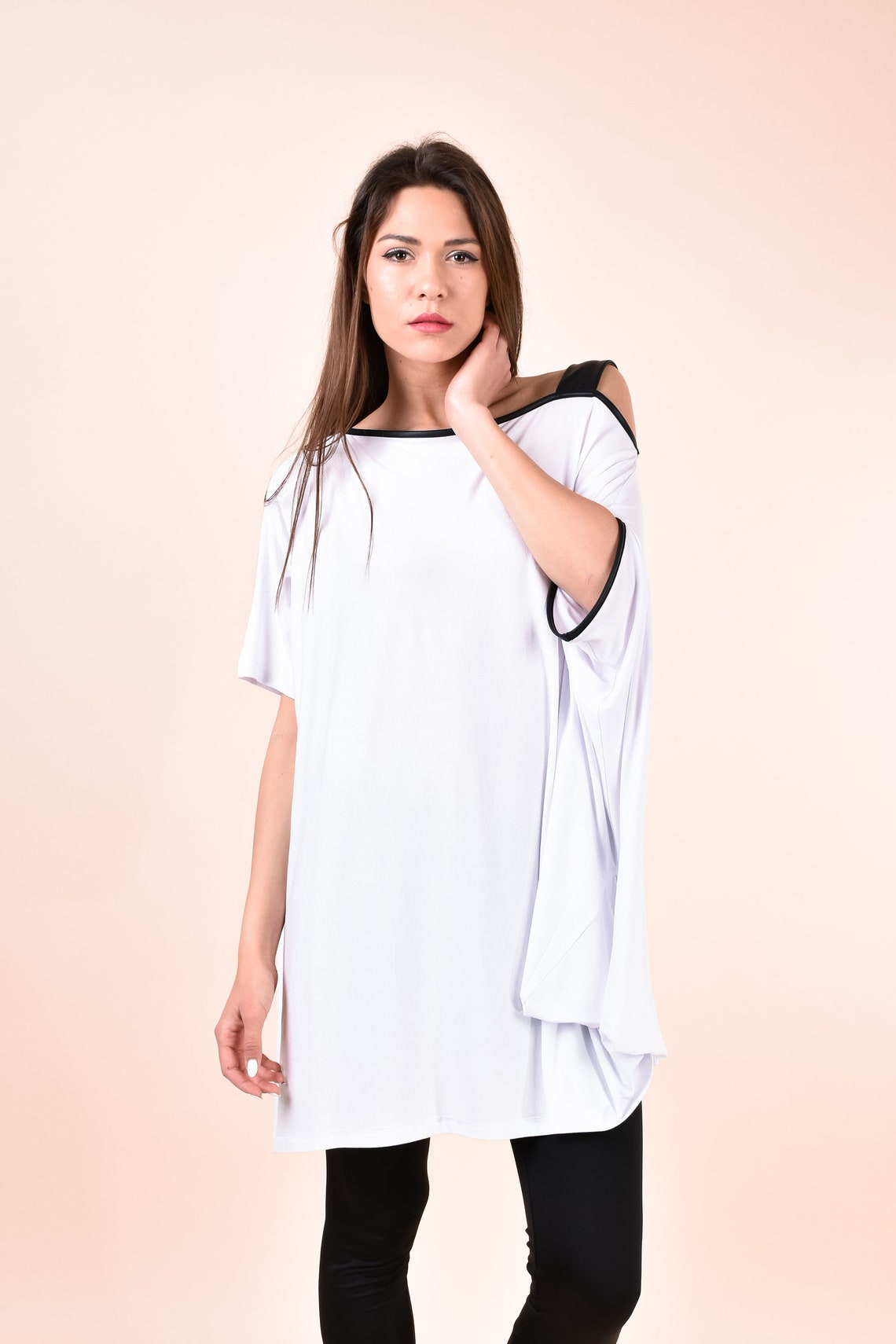 Tunic Women White Tunic Plus Size Clothing One Shoulder | Etsy
