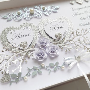 Biglietto di nozze 3D personalizzato fatto a mano / biglietto di anniversario / biglietto di fidanzamento con SCATOLA REGALO