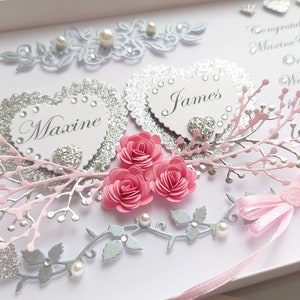 Carte de mariage / anniversaire / carte de fiançailles 3D personnalisée faite main avec boîte-cadeau
