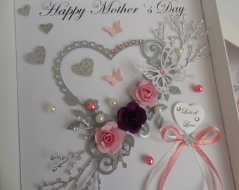 Handmade Personalised Luxury  Birthday  Mother Day Card with GIFT BOX
