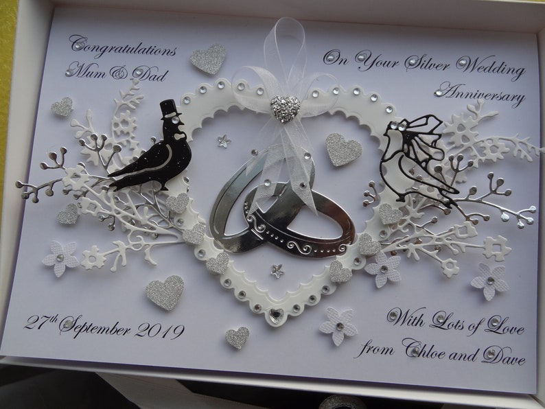 Handmade Personalised 3D Anniversary / Silver / Wedding Card - Etsy