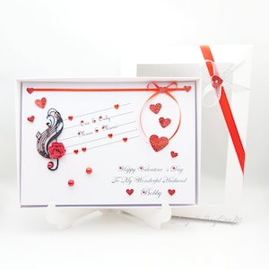Personalisierte Luxus handgemachte Geburtstags- / Musik- / Valentinstagskarte mit GESCHENKBOX