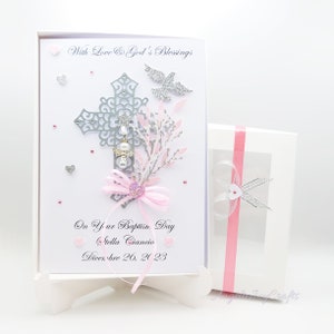 Biglietto di auguri personalizzato di lusso per battesimo/comunione fatto a mano con SCATOLA REGALO
