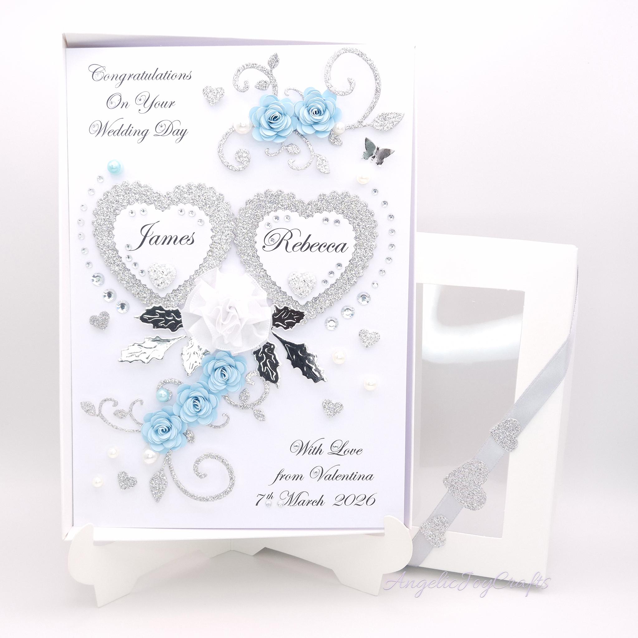 Boxed Handmade Personalised Wedding Card in 3D for Bride, Groom With ...