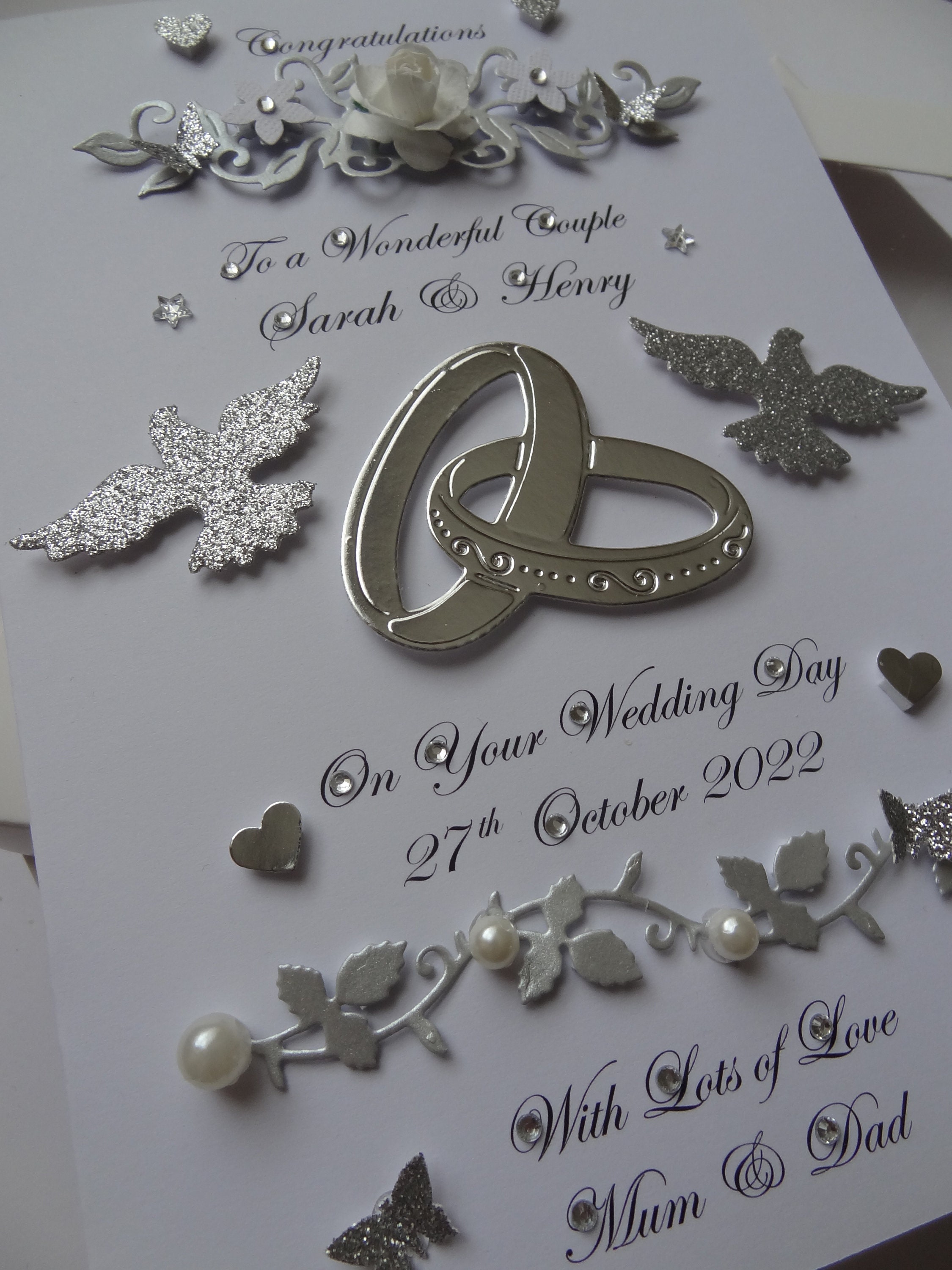 Handmade Personalised 3D Wedding Card / Anniversary / | Etsy UK